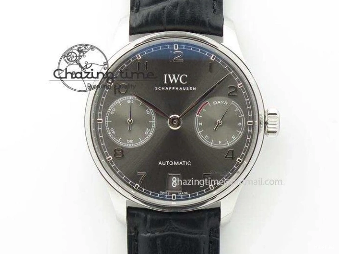 MIROTIME 0104 Unique Portuguese 40mm Chrono SS Map Dial on Black Leather Strap A 7393